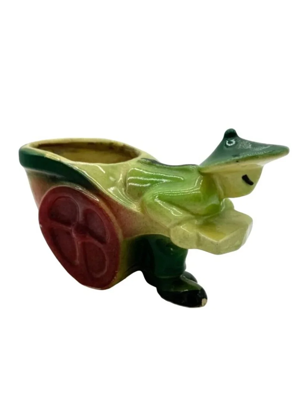 Vintage Shawnee Rickshaw Planter Asian Man Pulling Cart Wagon Bonzai Planter 539